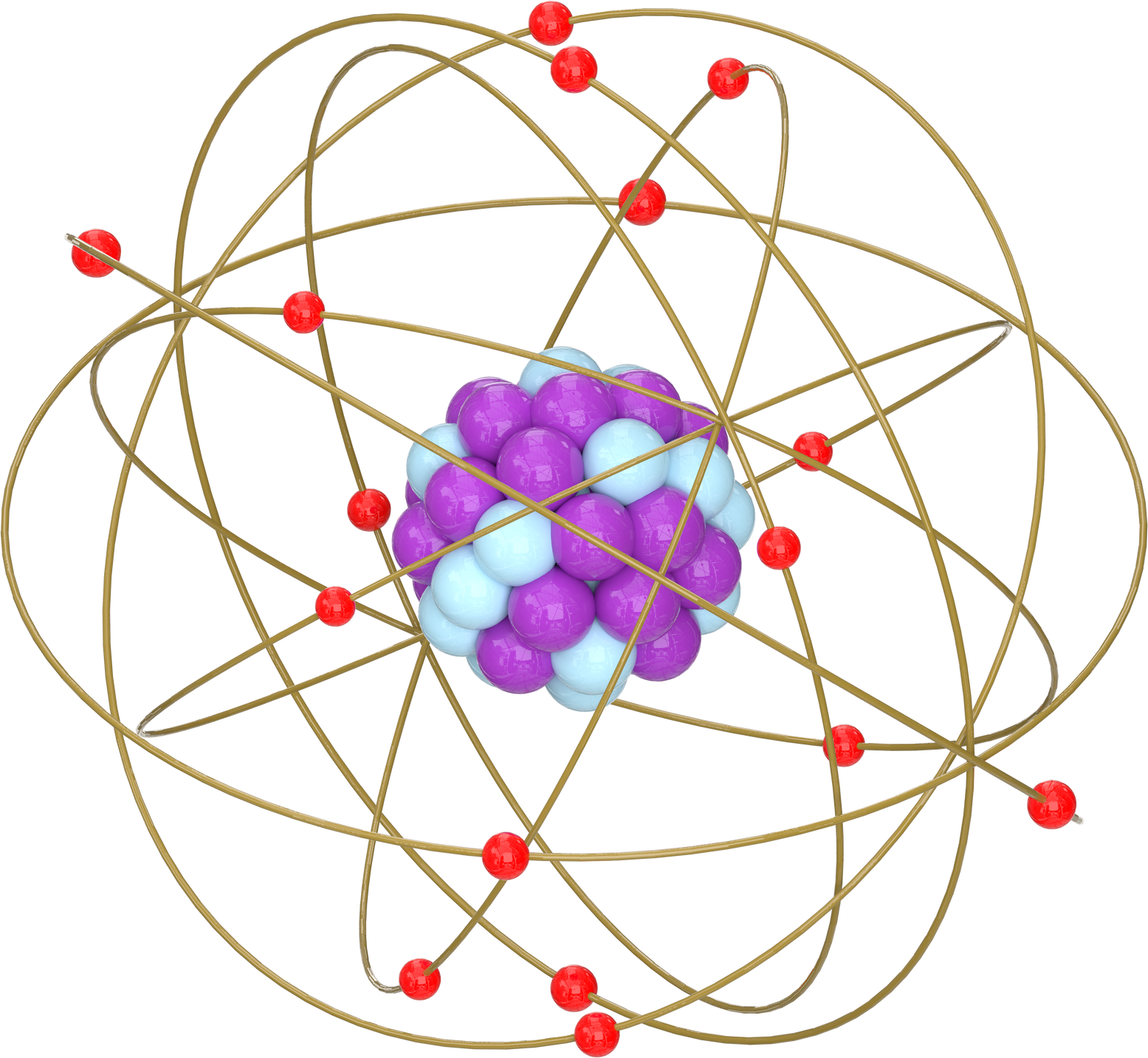 3D rendering illustration of a stylized atom